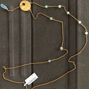Julie Vos gold necklace w/blue chalcedony